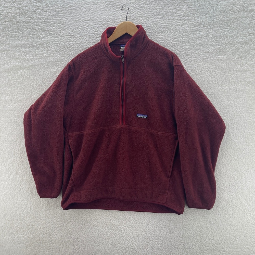 Vintage Patagonia Fleece Mens L Red Synchilla Marsupial 1/2 ZIp Gorpcore 25735